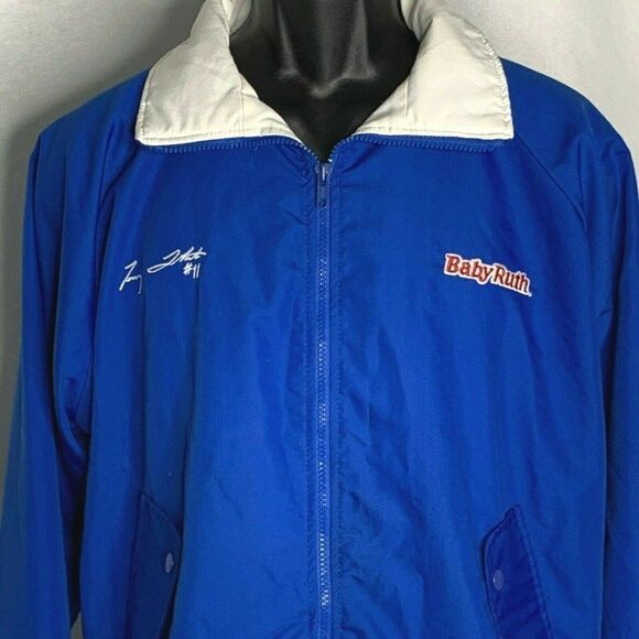 Vintage 80s Baby Ruth Racing Jacket L Blue Labonte - Picture 2 of 8